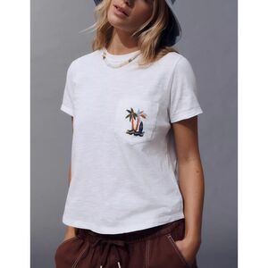 Anthropologie Pilcro Bennie Cotton-Slub Crew-Neck Short-Sleeve Tee Top M 287784